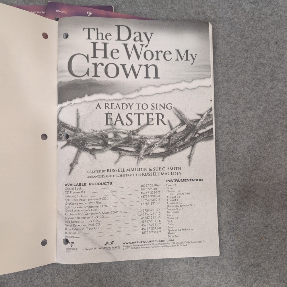 The Day He Wore My Crown Ready to Sing Easter Choral Book Lot of 3 Mauldin Smith - Picture 2 of 3
